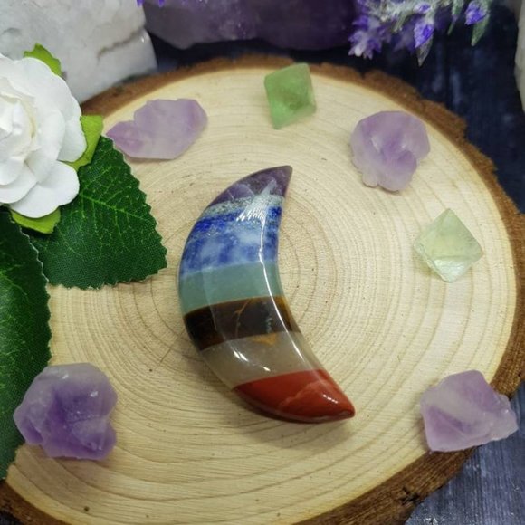 SEVEN CHAKRA WORRY MOON STONE , - Picture 2 of 2